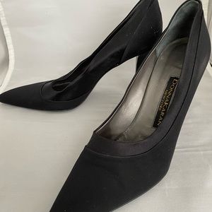 Donna Karen black label satin pumps